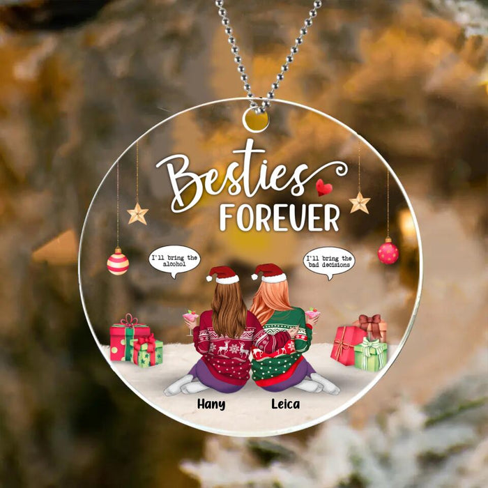 Custom Personalized Xmas Besties Circle Ornament - Gift Idea For Friends - Besties Forever