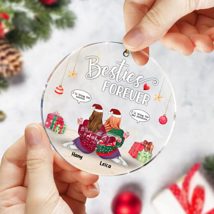 Custom Personalized Xmas Besties Circle Ornament - Gift Idea For Friends - Besties Forever