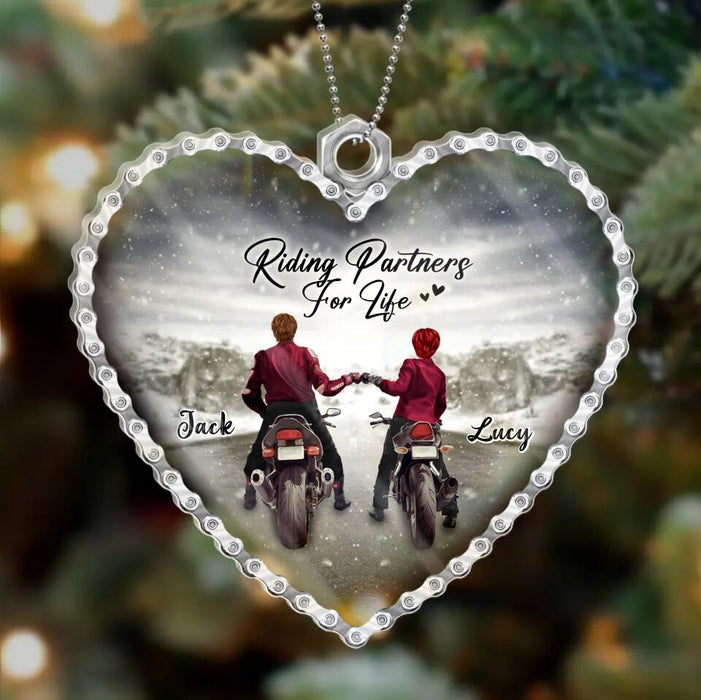 Custom Personalized Motorcycle Couple Acrylic Ornament - Gift Idea For Couple/ Motorbike Lovers - Riding Partners For Life