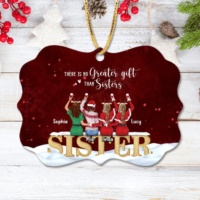 Custom Personalized Besties/Sisters Xmas Rectangle Wooden Ornament - Gift Idea For Best Friends - Upto 4 Friends - There Is No Greater Gift Than Sisters