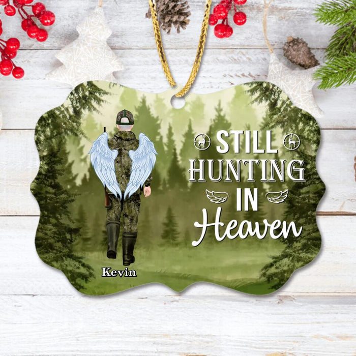 Custom Personalized Memorial Hunting Wooden Ornament - Upto 3 People - Memorial Gift Idea For Hunting Lovers - Still Hunting In Heaven