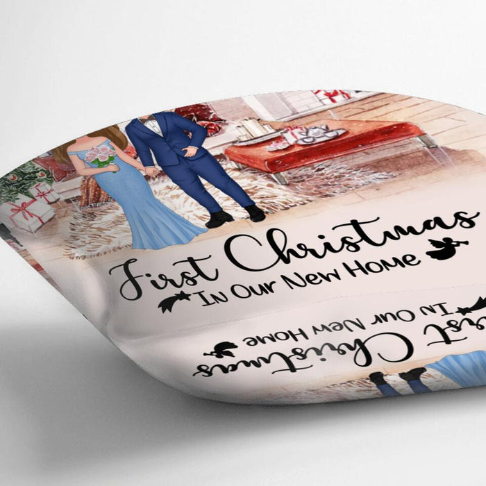 Custom Personalized Couple Xmas Pillow Cover - Christmas Gift Idea For Couple/ Anniversary Gift - First Christmas In Our New Home