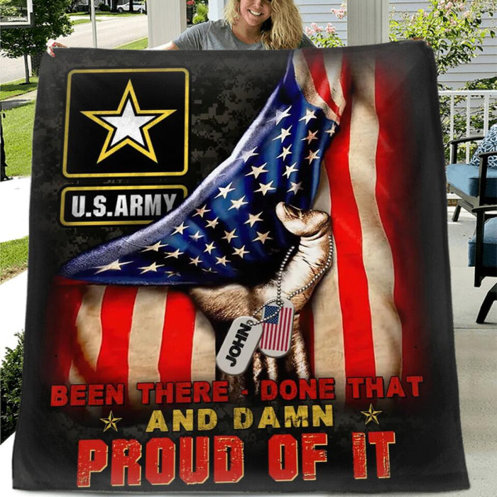 Custom Personalized Veteran Proudly Served Fleece/ Quilt Blanket - Gift Idea For Veterans - Been There Done That And Damn Proud Of It