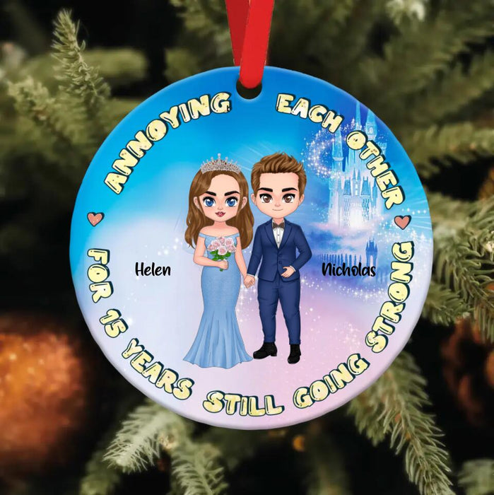 Custom Personalized Couple Wedding Circle Wooden Ornament - Gift Idea For Couple/Wedding Anniversary - Annoying Each Other For 15 Years And Still Going Strong