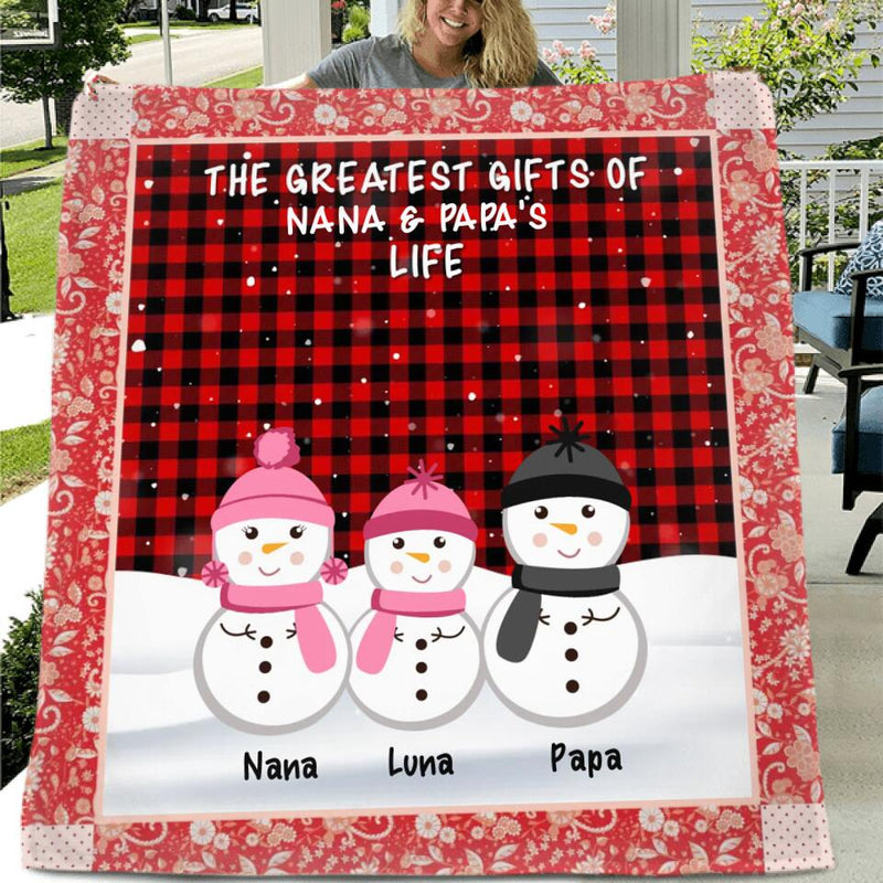 Personalized Grandparents Quilt/Fleece Throw Blanket - Christmas Gift For Grandparents - Up To 20 Grandkids - The Greatest Gifts Of Nana & Papa's Life