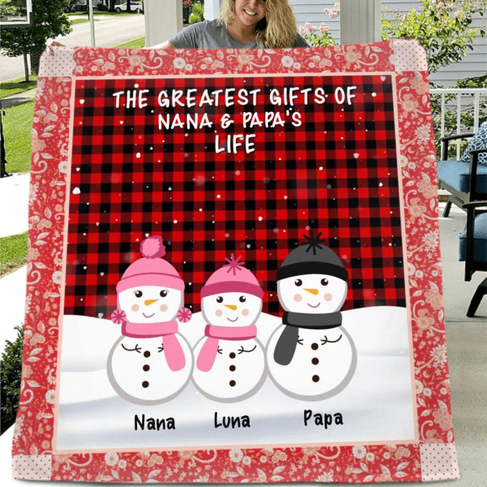 Custom Personalized Grandparents & Grandkids Quilt/Single Layer Fleece Blanket - Gift Idea For Christmas/Grandparents - Grandparents With Up To 20 Grandkids - The Greatest Gifts Of Nana & Papa's Life