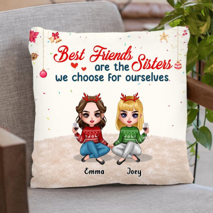 Custom Personalized Best Friends/Sisters Pillow Cover - Gift Idea For Sisters/Besties - Upto 4 Girls - Best Friends Are The Sisters We Choose For Ourselves