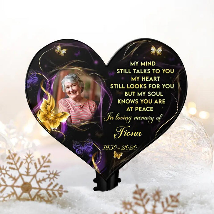 Custom Personalized Memorial Photo Tree Topper - Memorial Gift Idea For Christmas - My Mind Still Talks To You