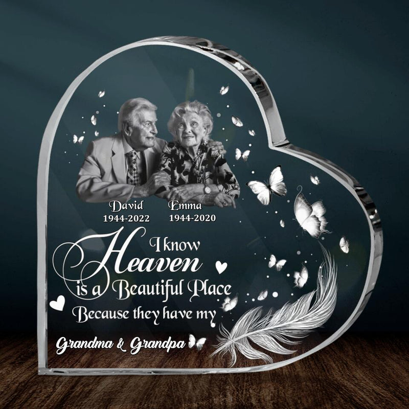 Personalized Memorial Photo Acrylic Plaque - Memorial Gift Idea - I Know Heaven Is A Beautiful Place