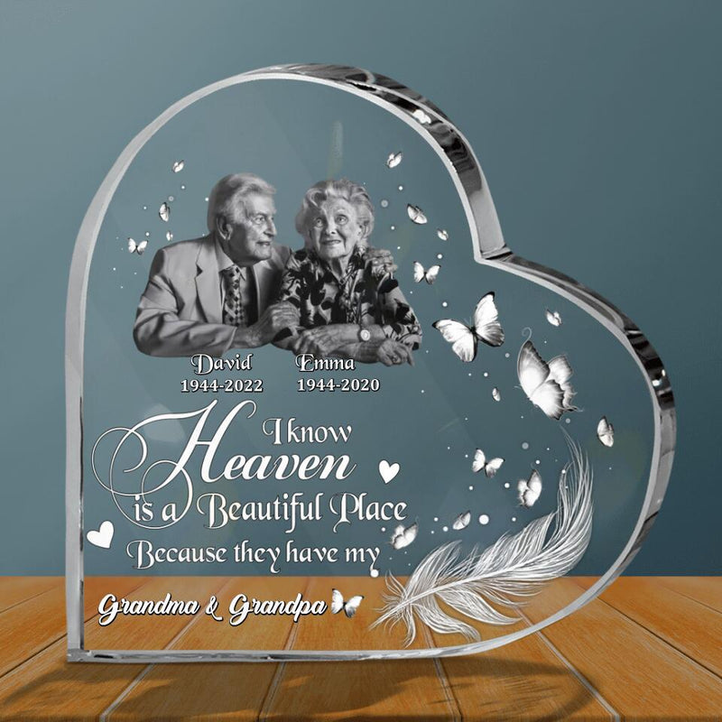 Personalized Memorial Photo Acrylic Plaque - Memorial Gift Idea - I Know Heaven Is A Beautiful Place