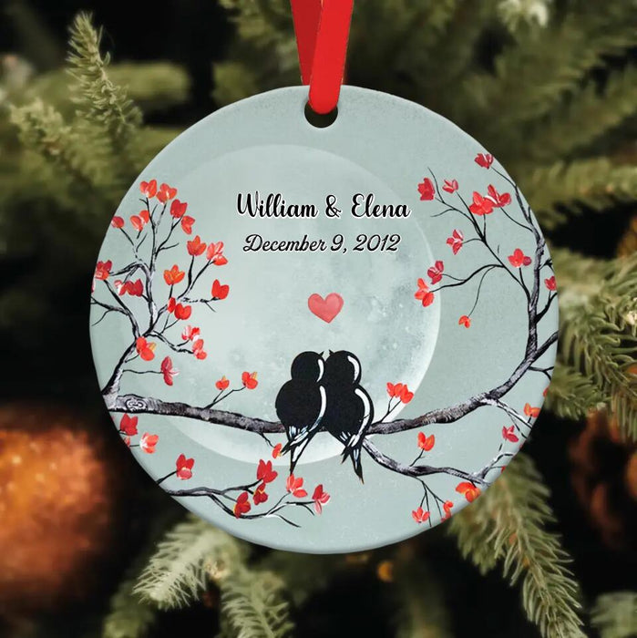 Custom Personalized Couple Circle Wooden Ornament - Gift Idea For Family/Couple