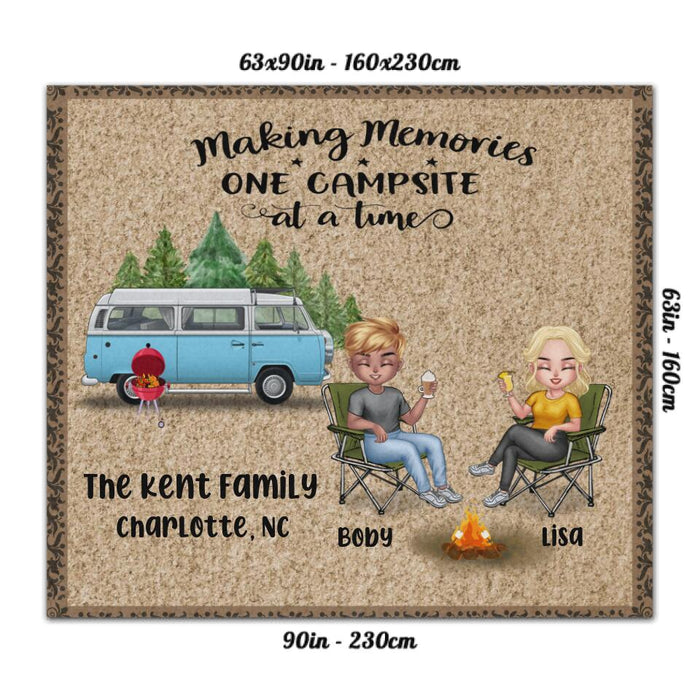 Custom Personalized Camping Chibi Rug - Man/ Woman/ Couple - Gift Idea For Camping Lover - Making Memories One Campsite At A Time