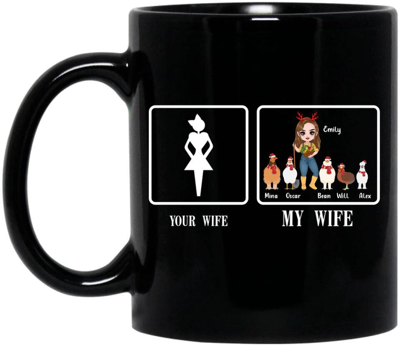 Custom Personalized My Wife Coffee Mug - Gift Idea For Husband/ Wife/ Chicken Lover - Your Wife My Wife