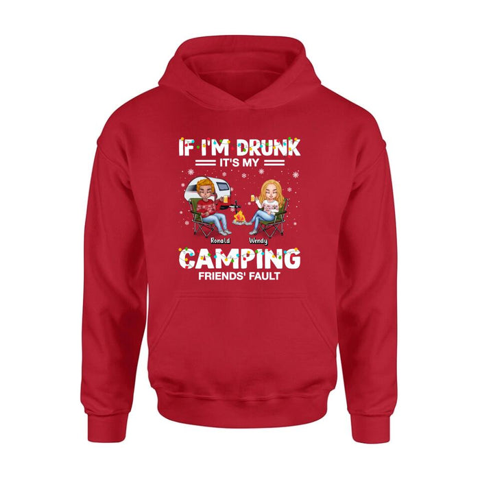 Custom Personalized Camping Friends Shirt - Upto 7 Friends - Christmas Gift For Friends/Camping Lovers - If I'm Drunk It's My Camping Friends' Fault