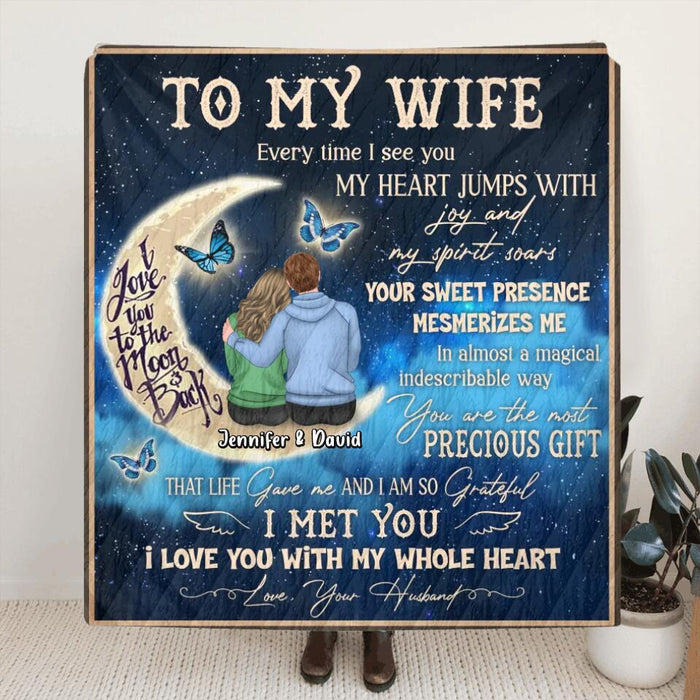 Custom Personalized To My Wife Quilt/Single Layer Fleece Blanket - Gift Idea For Couple/Wife - I Love You With My Whole Heart