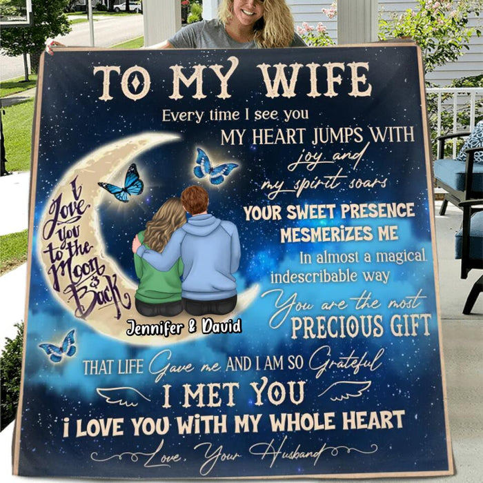 Custom Personalized To My Wife Quilt/Single Layer Fleece Blanket - Gift Idea For Couple/Wife - I Love You With My Whole Heart