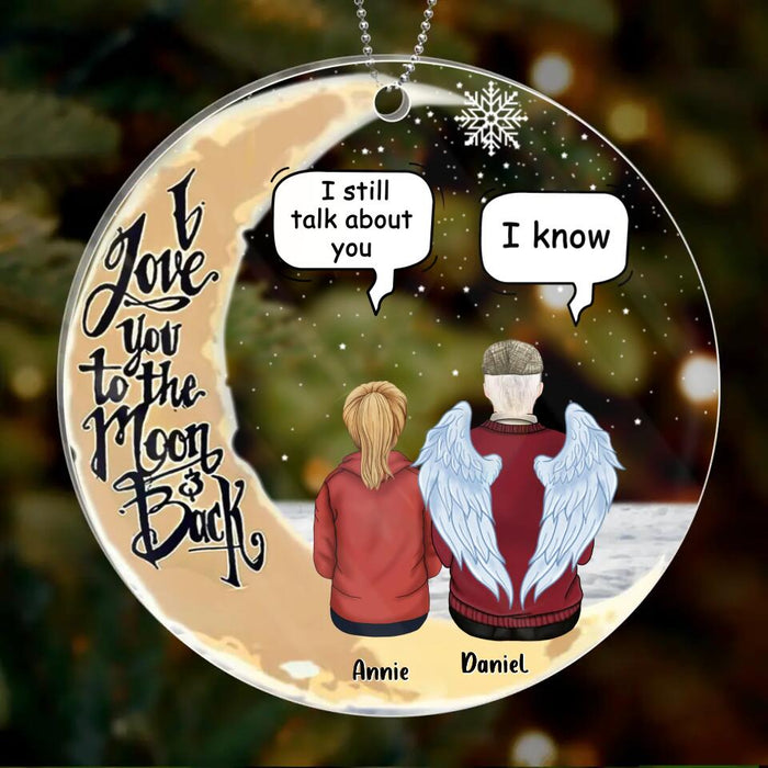 Custom Personalized Memorial Acrylic Ornament - Christmas Gift Idea For Family - I Love You To The Moon & Back