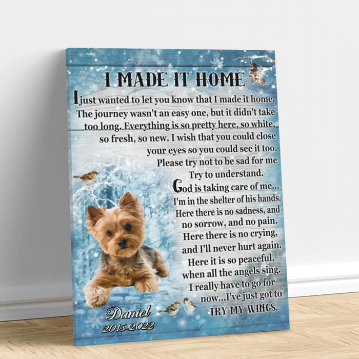 Custom Personalized Memorial Pet Canvas - Upload Photo - Memorial Gift Idea Dog/Cat Lover - I Made It Home