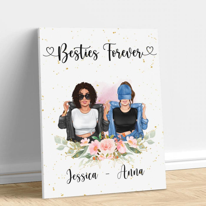 Custom Personalized Besties Vertical Canvas - Gift For Best Friends - Besties Forever