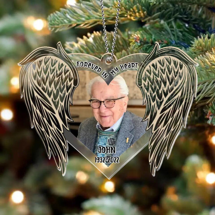 Custom Photo Heart Acrylic Ornament - Memorial Gift Idea/ Christmas Gift - Forever In My Heart