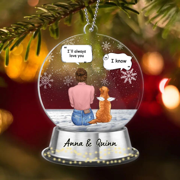 Custom Personalized Memorial Pet Acrylic Ornament - Adult/Couple With Up to 4 Pets - Memorial Gift Idea For Dog/Cat Owners