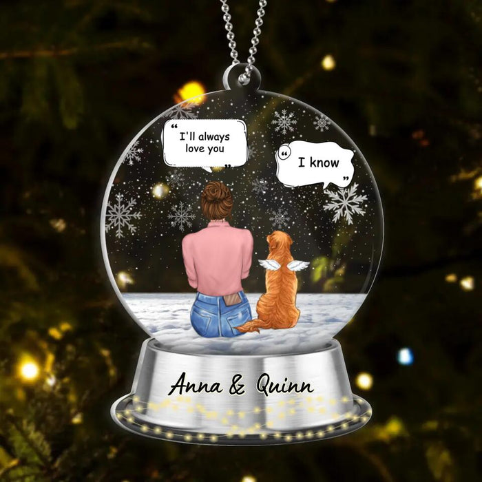 Custom Personalized Memorial Pet Acrylic Ornament - Adult/Couple With Up to 4 Pets - Memorial Gift Idea For Dog/Cat Owners