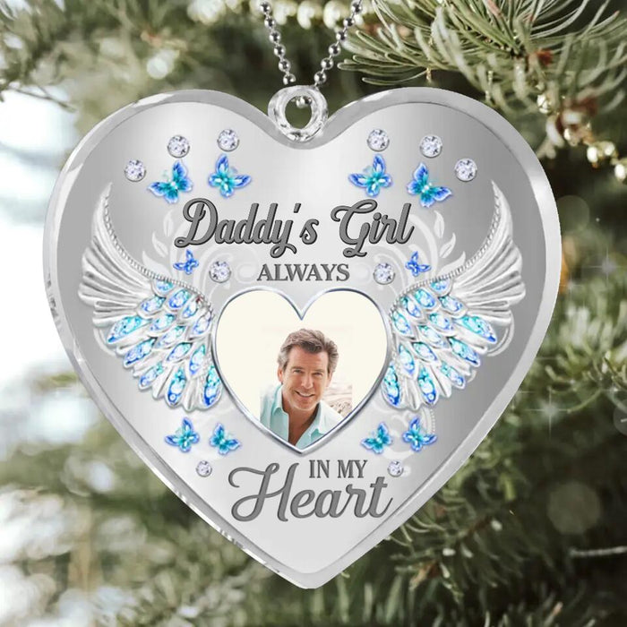 Custom Personalized Memorial Christmas Heart Acrylic Ornament - Upload Photo - Always In My Heart