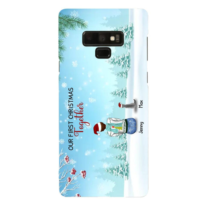 Custom Personalized Christmas Family Phone Case - Best Gift Idea For Christmas/Family With Up To 3 Kids & 3 Pets - Our First Christmas Together - Cases For iPhone & Samsung