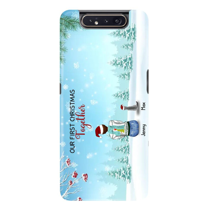 Custom Personalized Christmas Family Phone Case - Best Gift Idea For Christmas/Family With Up To 3 Kids & 3 Pets - Our First Christmas Together - Cases For iPhone & Samsung