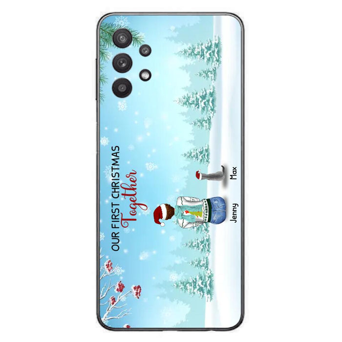 Custom Personalized Christmas Family Phone Case - Best Gift Idea For Christmas/Family With Up To 3 Kids & 3 Pets - Our First Christmas Together - Cases For iPhone & Samsung