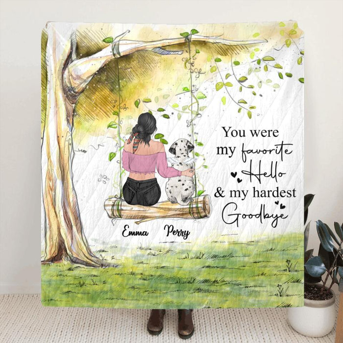 Custom Personalized Memorial Pet Mom Fleece/ Quilt Blanket - Upto 3 Pets - Memorial Gift Idea For Dog/Cat Owners - Your Wings Were Ready But My Heart Was Not