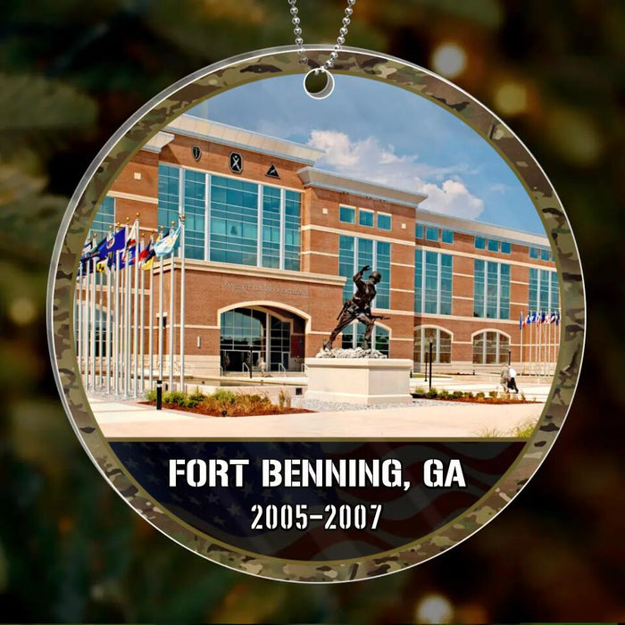 Custom Personalized Military Base Photo Acrylic Ornament - Christmas Gift Idea For Veteran