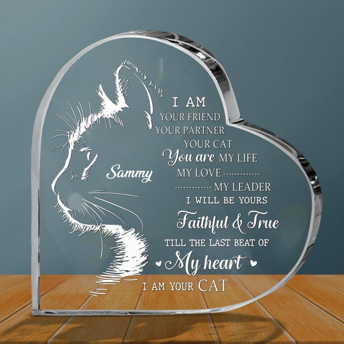 Custom Personalized Cat Crystal Heart - Gift Idea For Cat Lover -  I Am Your Friend Your Partner Your Cat