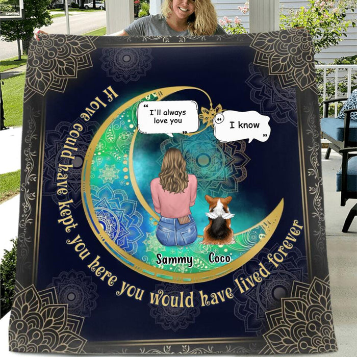 Custom Personalized Memorial Pet Quilt/Fleece Blanket - Upto 4 Pets - Gift Idea For Dog/Cat/Bunny Owners - If Love Could Have Kept You Here You Would Have Lived Forever