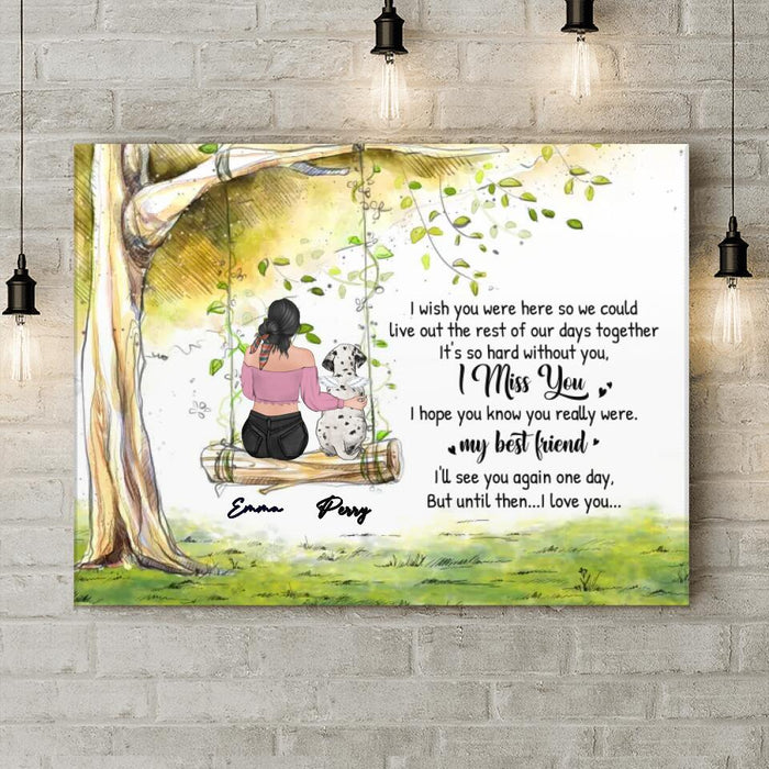 Custom Personalized Memorial Pet Mom Horizontal Canvas - Upto 3 Pets - Memorial Gift Idea For Dog/Cat Owners - I Wish You Were Here