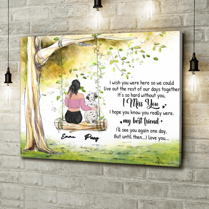 Custom Personalized Memorial Pet Mom Horizontal Canvas - Upto 3 Pets - Memorial Gift Idea For Dog/Cat Owners - I Wish You Were Here