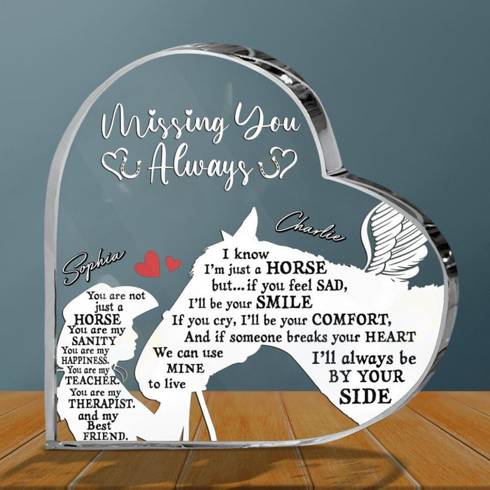 Custom Personalized Horse Mom Crystal Heart -  Memorial Gift For Horse Owners - Missing You Always