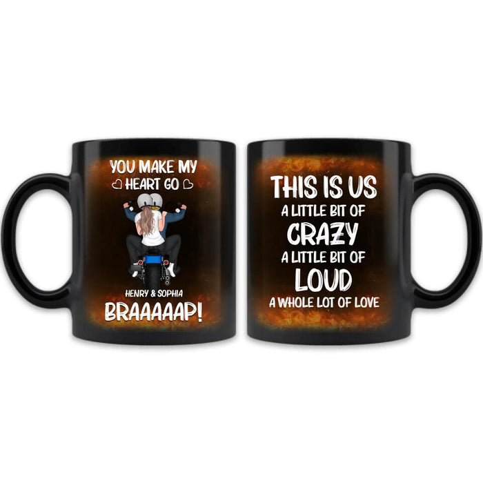 Custom Personalized Motorcycle Couple Coffee Mug - Gift Idea For Couple/ Motorbike Lovers - I Met You I Liked You I Love You I'm Keeping You