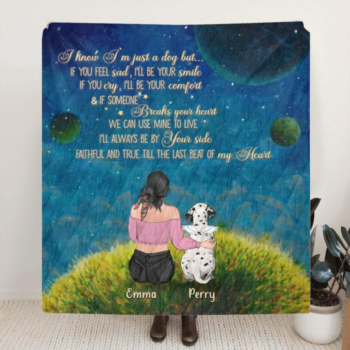 Custom Personalized Memorial Pet Mom Quilt/Fleece Blanket - Gift Idea For Dog/Cat Lovers - Upto 3 Pets - I'll Always Be By Your Side