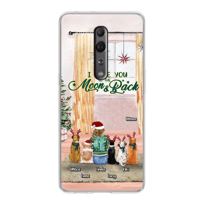 Custom Personalized Christmas Dog Mom Phone Case - Upto 5 Dogs - Gift Idea For Dog Lover/Dog Mom - I Love You To The Moon & Back - Case For Oppo, Xiaomi & Huawei