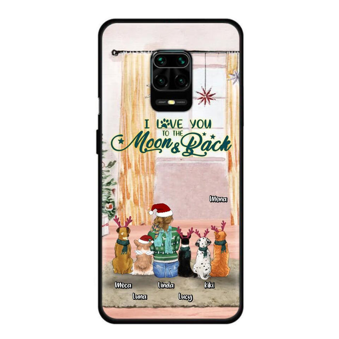 Custom Personalized Christmas Dog Mom Phone Case - Upto 5 Dogs - Gift Idea For Dog Lover/Dog Mom - I Love You To The Moon & Back - Case For Oppo, Xiaomi & Huawei