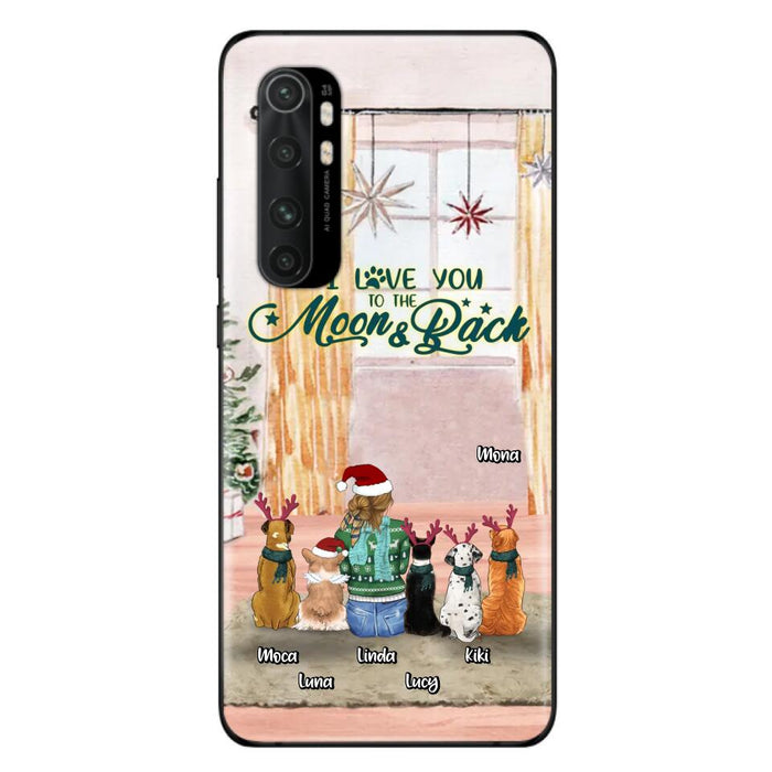 Custom Personalized Christmas Dog Mom Phone Case - Upto 5 Dogs - Gift Idea For Dog Lover/Dog Mom - I Love You To The Moon & Back - Case For Oppo, Xiaomi & Huawei