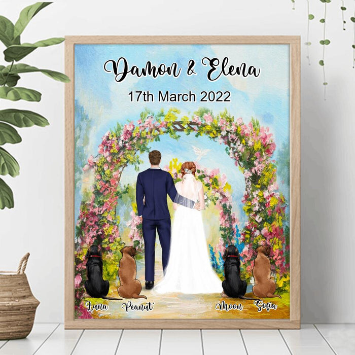 Custom Personalized Wedding Poster - Wedding Gift For Couple - Upto 4 Dogs