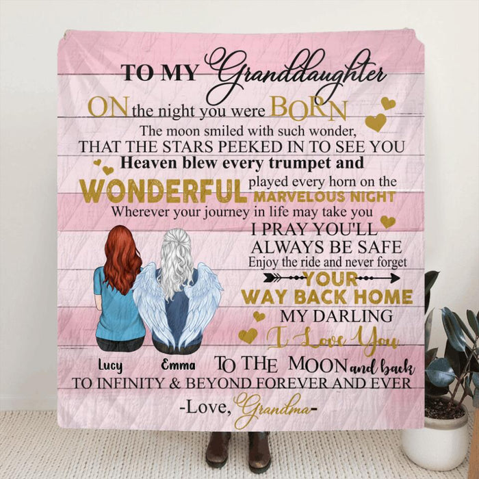 Custom Personalized To My Granddaughter Quilt/Single Layer Fleece Blanket - Gift Idea For Granddaughter - On The Night You Were Born