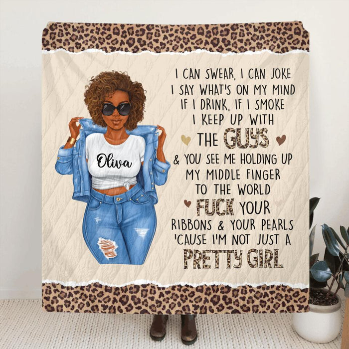 Personalized Girl Fleece/ Quilt Blanket - Gift For Girl/ Birthday Gift -  I'm Not Just A Pretty Girl