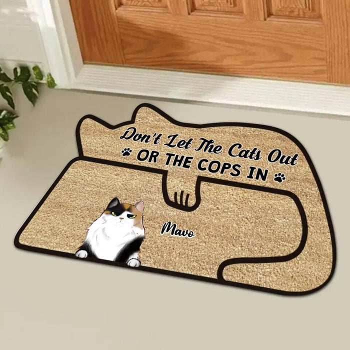 Custom Personalized Cat Doormat - Upto 6 Cats - Gift Idea For Cat Lover/ Welcome Gift - Don't Let The Cats Out Or The Cops In