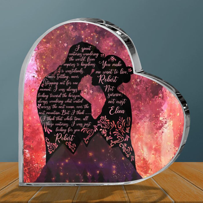 Custom Personalized Couple Crystal Heart - Custom Husband/ Wife Name - Gift Idea For Couple - You Make Me Want To Live