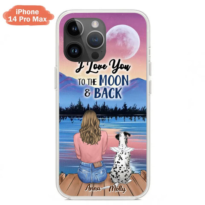 Custom Personalized Memorial Pet Phone Case - Upto 4 Pets - Gift For Dog/Cat Lover - I Love You To The Moon & Back - Case For iPhone And Samsung