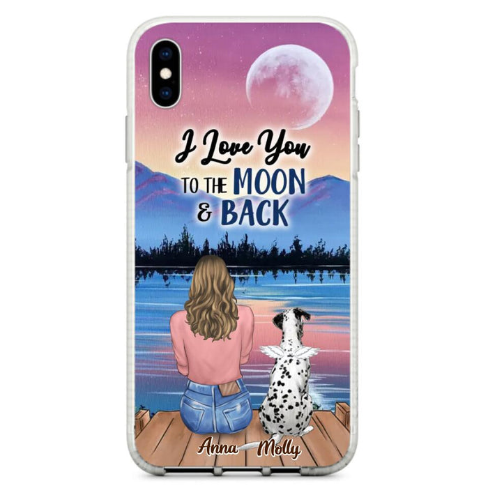 Custom Personalized Memorial Pet Phone Case - Upto 4 Pets - Gift For Dog/Cat Lover - I Love You To The Moon & Back - Case For iPhone And Samsung