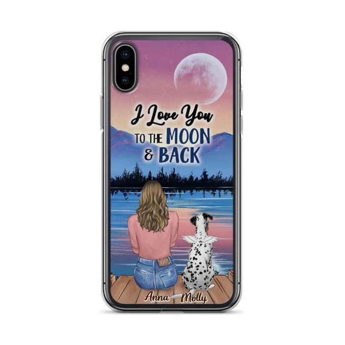 Custom Personalized Memorial Pet Phone Case - Upto 4 Pets - Gift For Dog/Cat Lover - I Love You To The Moon & Back - Case For iPhone And Samsung